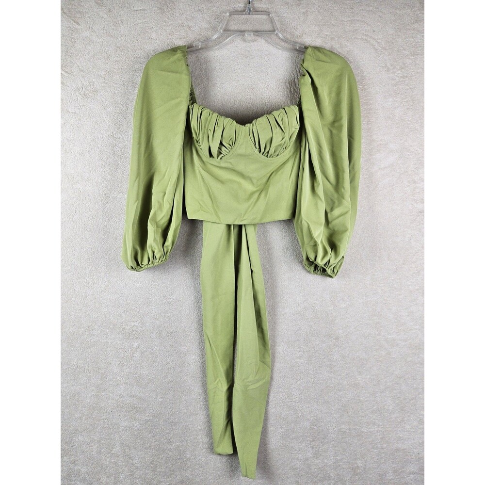 Isalis Women's Off Shoulder Long Sleeve Cropped Tie Back Top Size S